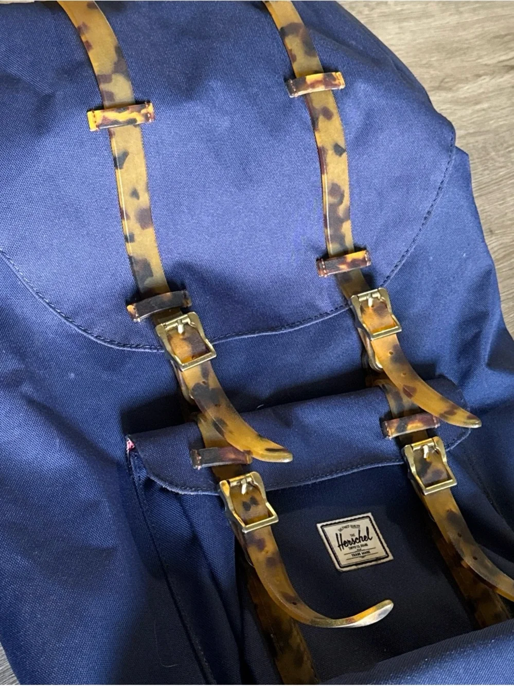 Herschel Supply Company Navy Backpack with Tortoiseshell-Pattern Straps